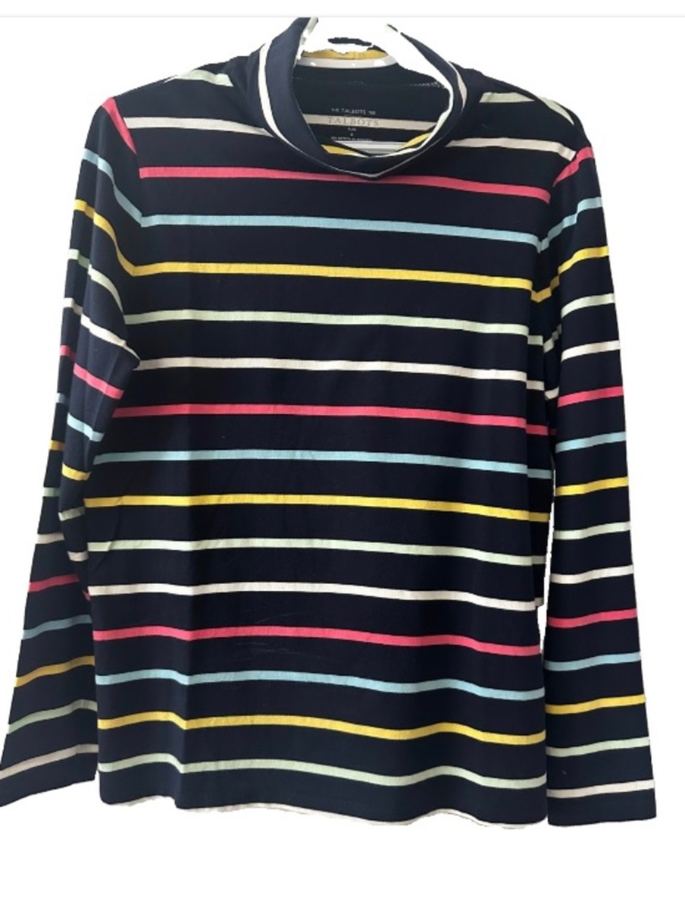 Talbots-Talbots Tee Long Sleeve Turtleneck SZ Plus X Lucia Stripe Multi-color